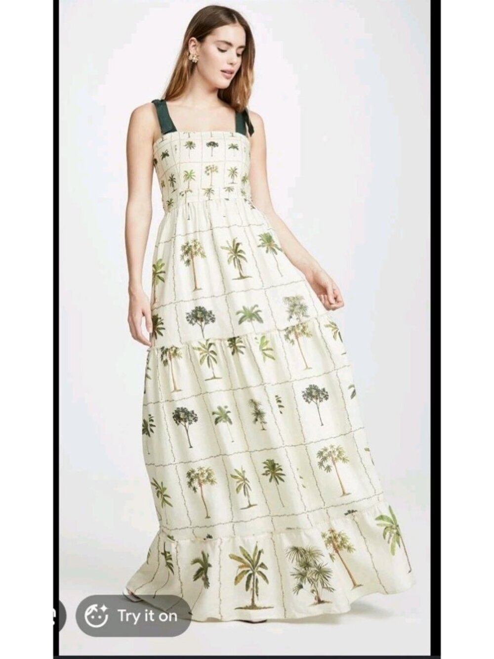 Agua by Agua Bendita Herbarium Linen Maxi Dress SZ Medium Multicolor